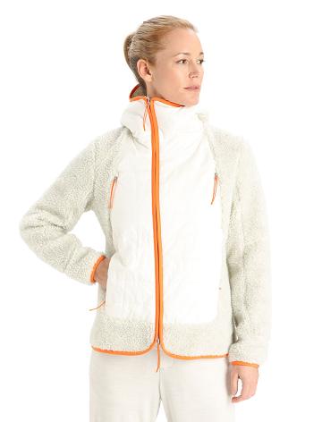 Dámské Mikiny S Kapucí Icebreaker RealFleece™ Merino High Pile Long Sleeve Zip Bílé | CZ 1286RVDW